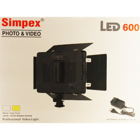 Simpex 600 LED professional Video Extra bright Dual LED white and warm white with Battery and Charger